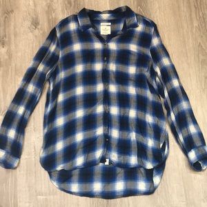 Blue Boyfriend-Fit Flannel